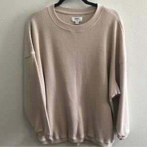 american eagle aerie cream waffle knit sweater